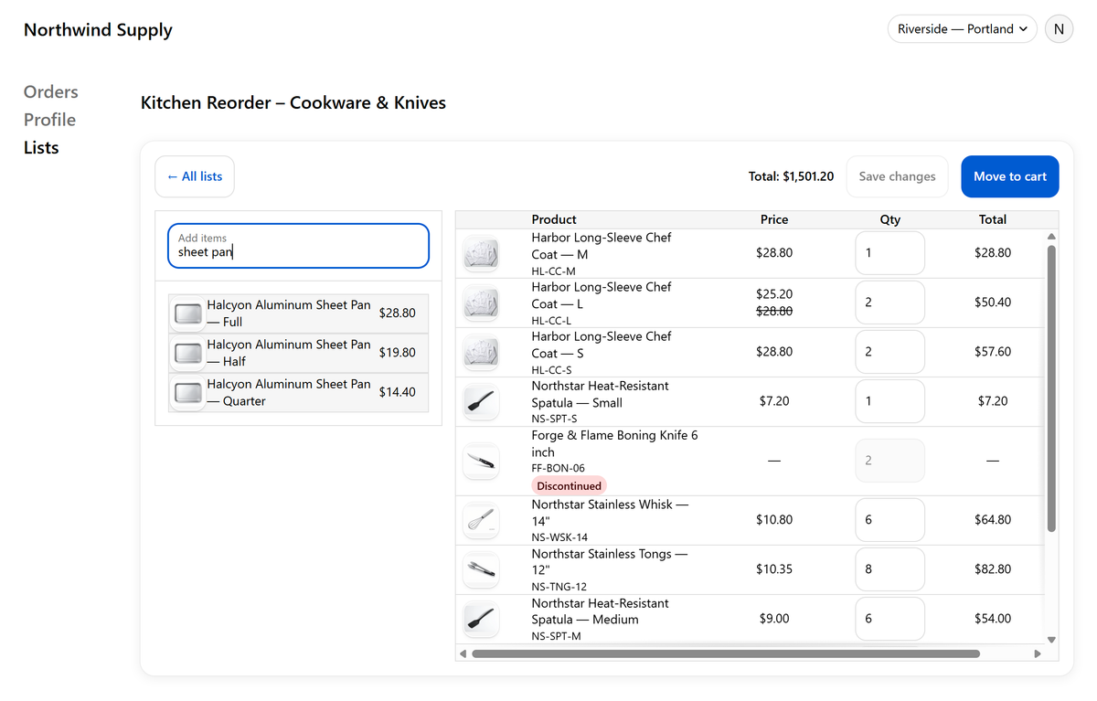 A buyer's list detail page